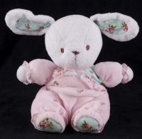 Carters Bunny Rabbit Floral Vintage Pattern Plush Lovey Rattle